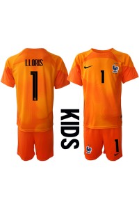 Frankrike Hugo Lloris #1 Keeper Babyklær Hjemme Fotballdrakt til barn VM 2022 Korte ermer (+ Korte bukser)